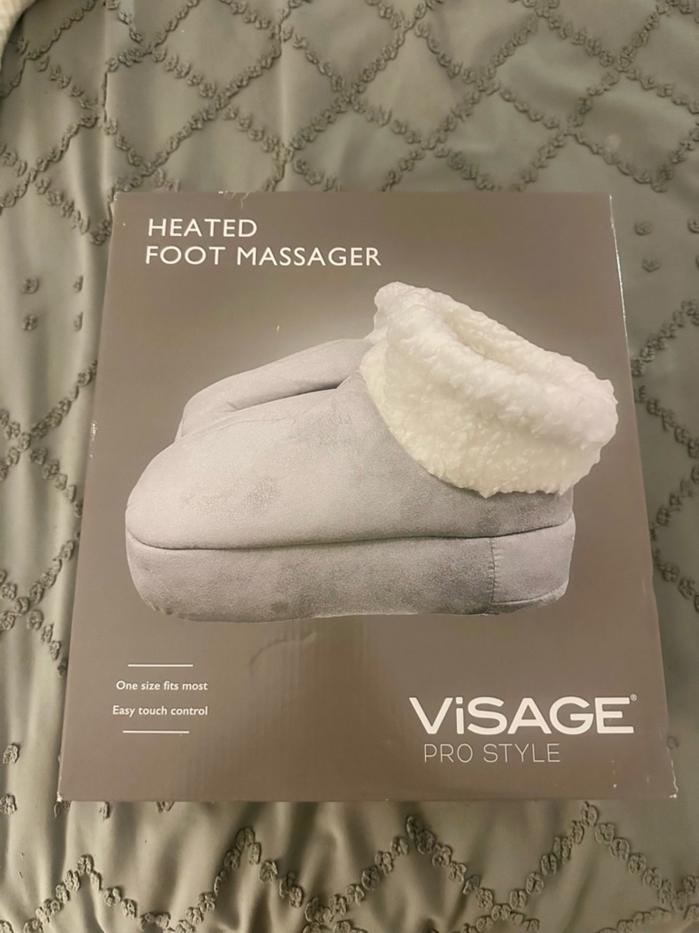 ViSAGE Heated Foot Massager - Gray with White Sherpa Cuff